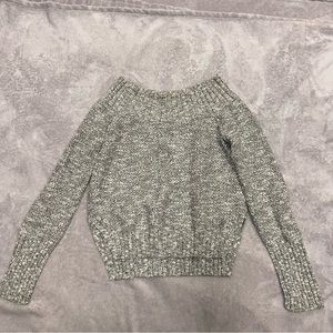 Gray/white XS Hollister off the shoulder sweater. Soft stretchy 62%cotton